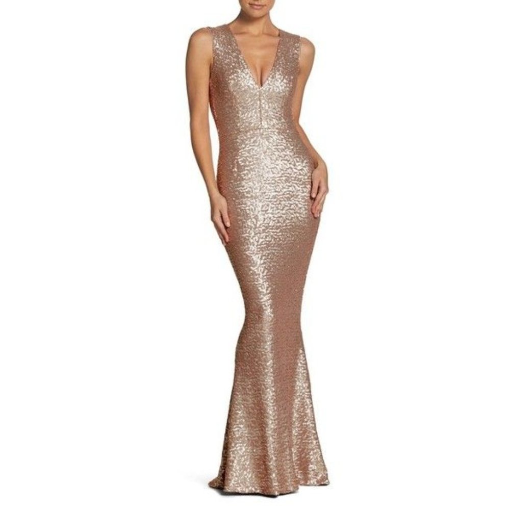Dress The Population gold mermaid dress